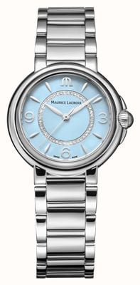 Maurice Lacroix Fiaba Diamond Special Edition (32 mm) babyblauwe wijzerplaat / roestvrijstalen armband FA1104-SS002-E20-1