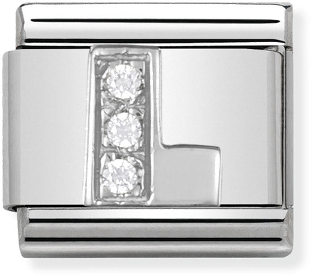 Nomination Classic Letter L Sterling Silver & Steel Cubic Zirconia Charm 330301/12