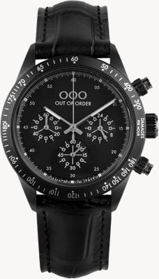 Out Of Order Montre Supervintage Chrono Night Ops (42mm) cadran noir / bracelet cuir noir OOO.001-30.PVD