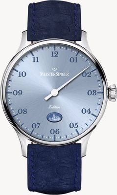 MeisterSinger Pangaea city edition - london 1 z 10 (40 mm) tarcza sunburst w kolorze jasnoniebieskim / zestaw z niebieskim skórzanym paskiem ED-C26