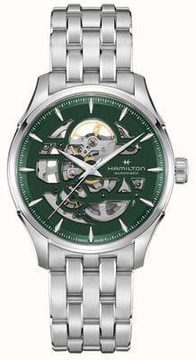Hamilton Jazzmaster Skelett Automatik (40 mm) Empire-grünes Zifferblatt / Edelstahlarmband H42535160