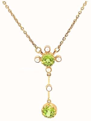 lois jewellery 9k Yellow Gold Peridot Pearl Necklace N002 PP