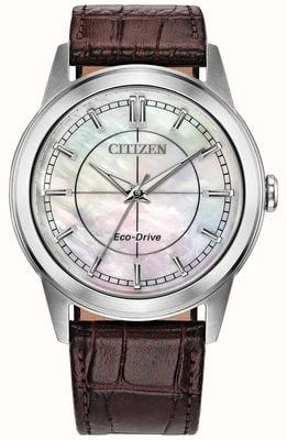 Citizen Eco-Drive Rolan (37mm) Mother-of-Pearl Dial / Brown Leather Strap FE7130-10D