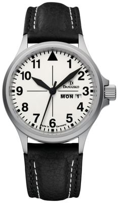 Damasko DK37 3針マニュファクチュールオートマチック（40mm）ルミノバC1ホワイトダイヤル/ブラックレザーストラップ DK37 BLACK LEATHER