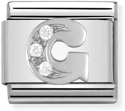 Nomination Classic Letter G Sterling Silver & Steel Cubic Zirconia Charm 330301/07