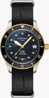 Certina DS PH100M Lady (37.5mm) Black Mother-of-Pearl Dial / Black Leather Strap C0442102605100