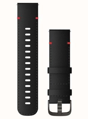 Garmin Snelspanband (22 mm) zwart leer / leisteen hardware - alleen band 010-12932-25