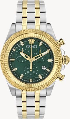 Versace Fornax Quarz-Chronograph (44 mm) grünes Zifferblatt / zweifarbiges Edelstahlarmband VE0W00425