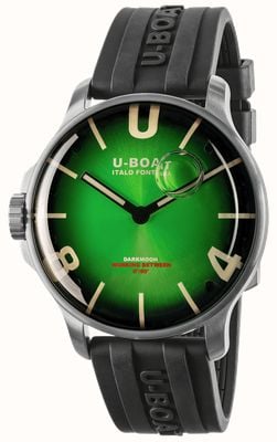 U-Boat Darkmoon ss (44mm) cadran vert soleil noble / bracelet en caoutchouc vulcanisé noir 8702/D