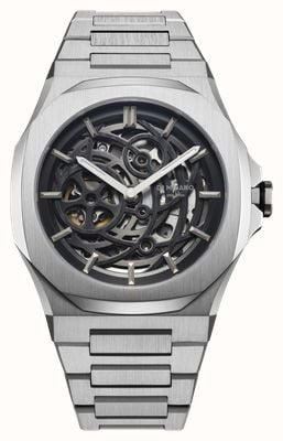D1 Milano 機械式シルバー（41.5mm）ブラックスケルトンダイヤル/ステンレススチールブレスレット SKBJ10