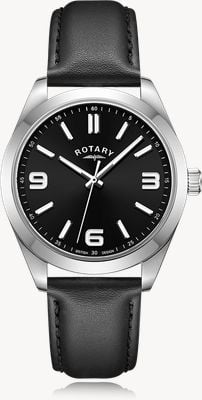 Rotary Męski zegarek sportowy (40 mm) z czarną tarczą / czarnym skórzanym paskiem GS05770/04