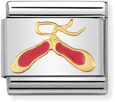 Nomination Classic DAILY LIFE In Stainless Steel With Enamel And 18k Gold Pink Dance Shoes Charm 030208/02