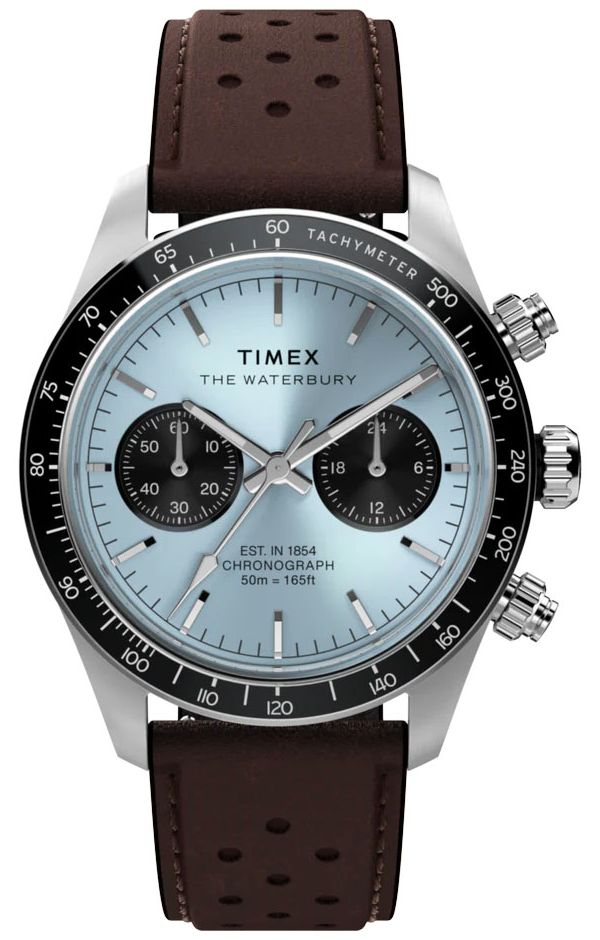 Timex Waterbury Heritage Chronograph (39mm) Ice Blue Sunray Watch-image-210213