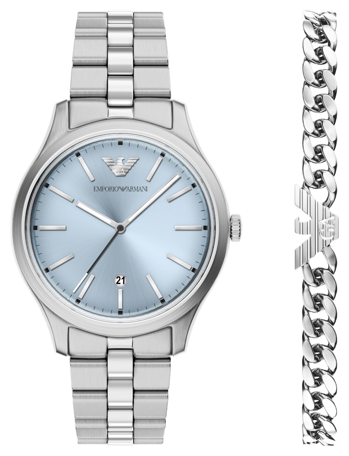Emporio Armani Coffret cadeau Dario (41mm) cadran bleu clair montre