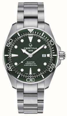 Certina Ds action diver 43mm powermatic 80 esfera verde C0326071109100