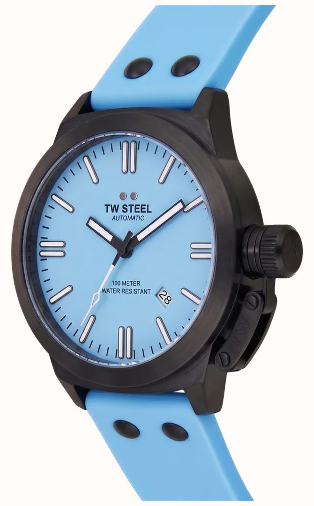 TW Steel Canteen Automatic (45mm) Light Blue Dial / Light Blue Silicone Strap Watch CS128 - vista alternativa 3