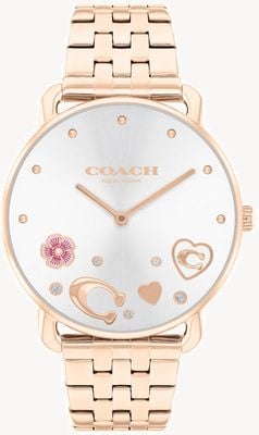 Coach Reloj para mujer Elliot esfera plateada / pulsera de acero inoxidable color oro rosado 14504285-Ex-display