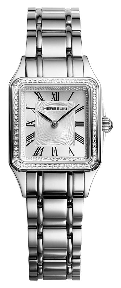 Herbelin Luna Diamond Quartz 24mm Silver Guilloch&Atilde; Dial Watch