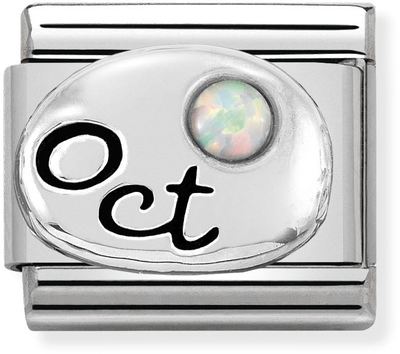 Nomination Classic October Birthstone Opal Sterling Silver & Steel Charm 330505/10