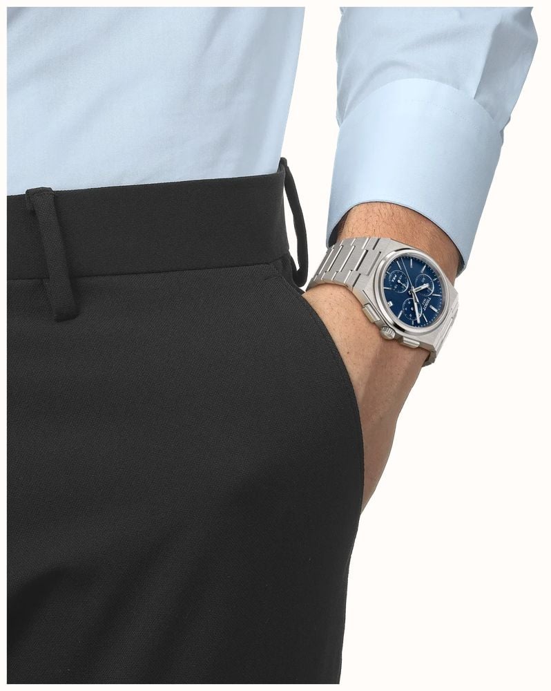 Tissot PRX Quartz Chronograph (41mm) Blue Dial / Stainless Steel Bracelet T1374171104100 - vista alternativa 5