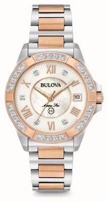 Bulova Relógio feminino estrela marinha diamante dois tons 98R234