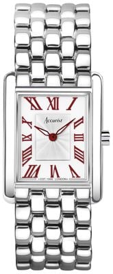 Accurist Women's Rectangle Quartz (26mm) White Dial / Stainless Steel Bracelet 71005