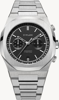 D1 Milano Cronografo New-Black (41.5mm) Matte Black Dial / Stainless Steel Bracelet CHBJ08