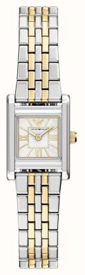 Emporio Armani Genni (26 mm) biała tarcza z masy perłowej / dwukolorowa bransoleta ze stali nierdzewnej AR11763