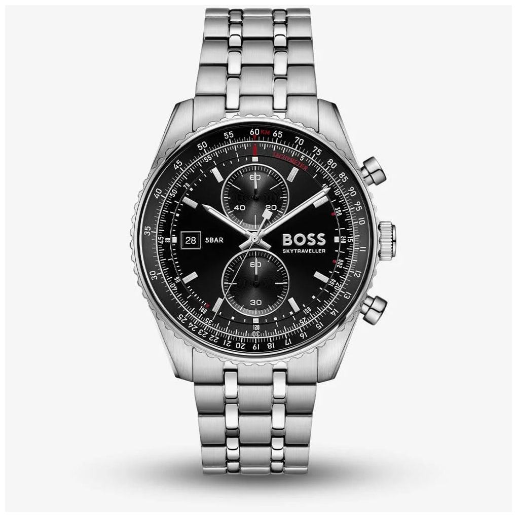 BOSS homme 43mm acier inoxydable cadran noir montre