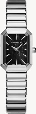 Herbelin Quartz octogone (20,4 mm) cadran nacre noire / bracelet en acier inoxydable 17556B49