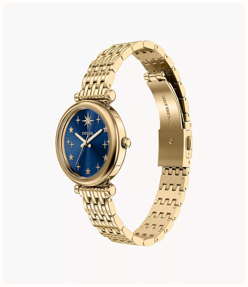 Fossil Carlie 28 mm Three-Hand Gold-Tone Stainless Steel ES5521 - vista alternativa 4