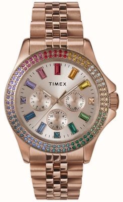 Timex Многофункциональный циферблат Kaia (40 мм) из розового золота/браслет из нержавеющей стали с покрытием из розового золота и пвд TW2W34200
