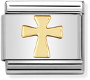 Nomination Classic Cross 18ct Gold & Steel Charm 030105/01
