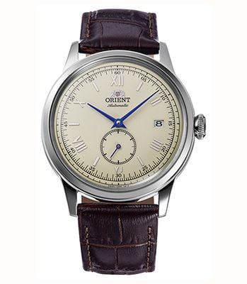 Orient Bambino Small Seconds Mechanical (38mm) Ivory Dial / Brown Leather Strap RA-AP0105Y