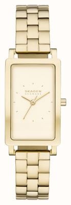 Skagen Hagen (22 mm) gouden rechthoekige wijzerplaat / goudkleurige roestvrijstalen armband SKW3098