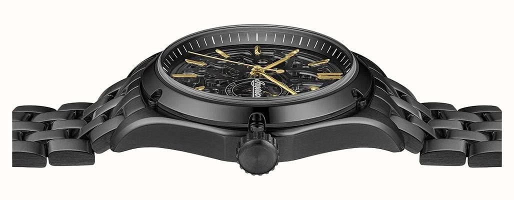 Ingersoll THE WHISTLE Automatic (43mm) Black Skeleton Dial / Black PVD Stainless Steel Bracelet I18202 - vista alternativa 4