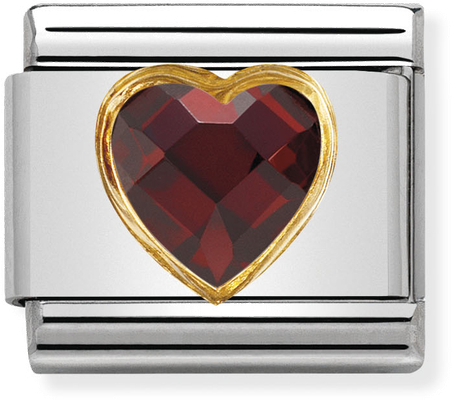 Nomination Classic Heart 18ct Gold & Steel Charm 030610/005