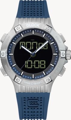 GLOCK Precision Dual-Display World Timer (44mm) Digital Dial / Blue Silicone RTF Strap GW-24-2-24