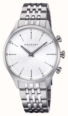 Kronaby Sekel hybride smartwatch (41 mm) met zilveren wijzerplaat en 5-schakel roestvrijstalen armband. S3777/1