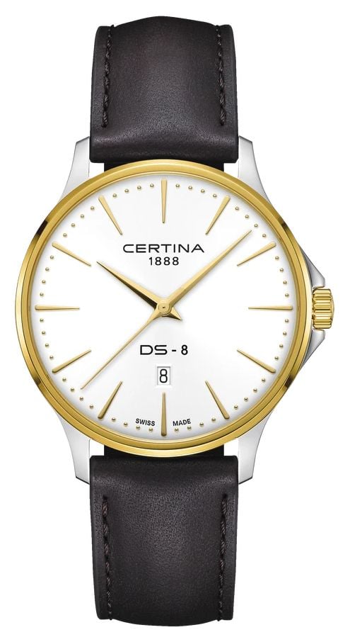 Certina DS-8 gent (40 mm) cadran argentÃ© / bracelet en cuir montre