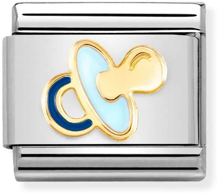 Nomination Classic Blue Pacifier 18ct Gold & Steel Charm 030272/63
