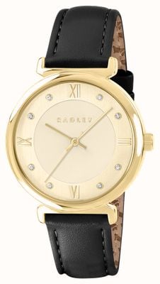 Radley Croissant romain (35 mm) cadran doré / bracelet en cuir noir RY21858