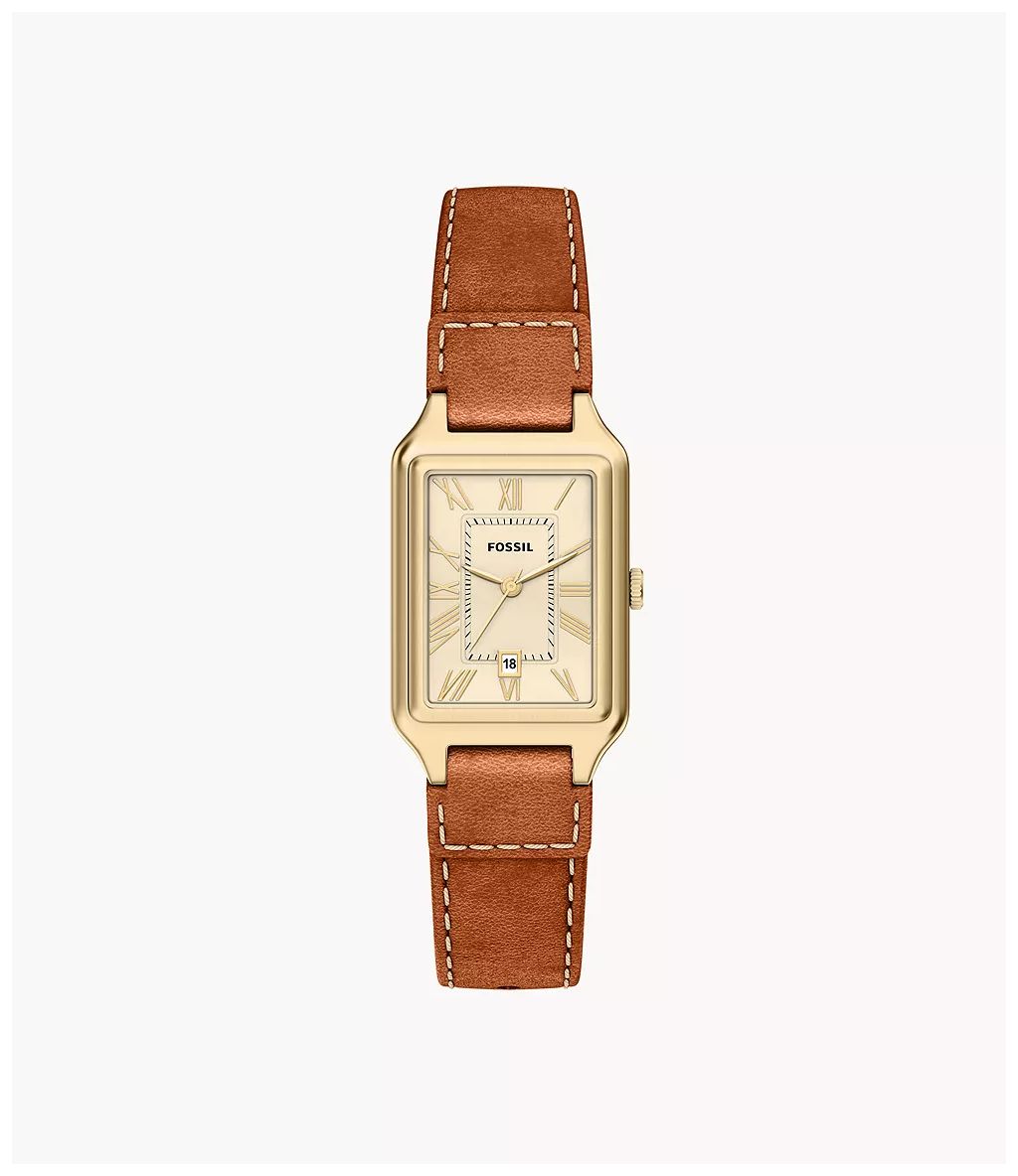 Fossil Raquel 23 mm trois aiguilles date cuir marron montre