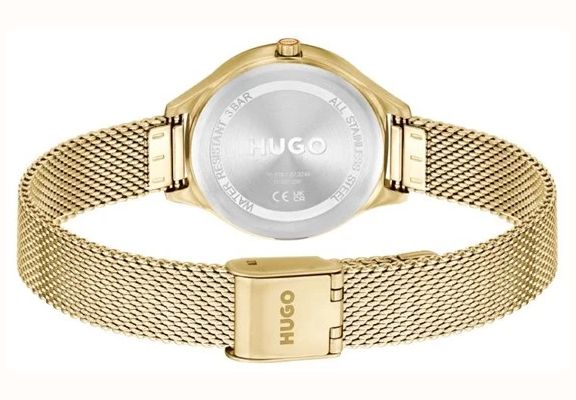 HUGO Gold Glossy Gold Dial Mesh Bracelet 1540188 - vista alternativa 3
