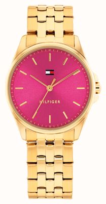 Tommy Hilfiger Jade (30 mm) pinkfarbenes Zifferblatt / goldfarbenes PVD-Edelstahlarmband 1782854