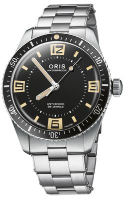 ORIS Divers Sixty-Five 60th Anniversary Edition (40mm) Black Dial / Steel Bracelet + Black Leather Strap 01 733 7772 4034-Set