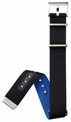 Hamilton Straps Khaki marineblauw zwart/blauwe nato band - 20 mm (alleen band) H694823101