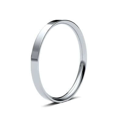 James Moore Wedding Rings | 18ct White Gold | 2mm | Light | Flat Court | AG_2GLE-18W