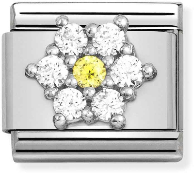 Nomination Composable CL SYMBOLS Steel Cz And Silver 925 RICH WHITE And YELLOW Flower 330322/01