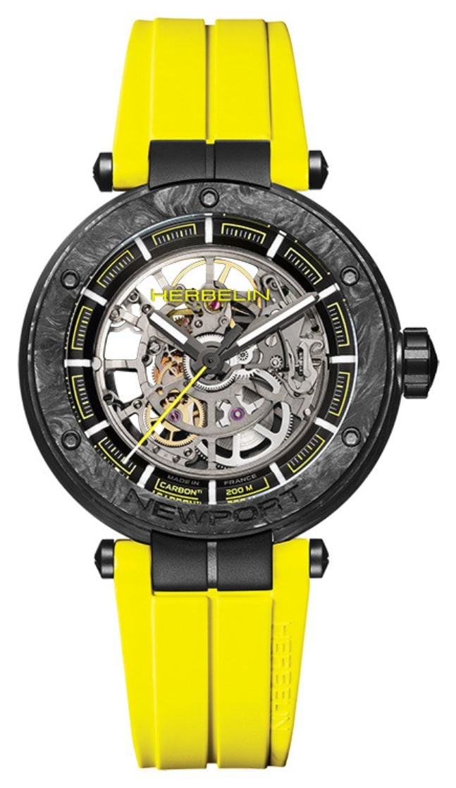 Herbelin Mens Newport Carbon Titanium Skeleton 43mm Watch